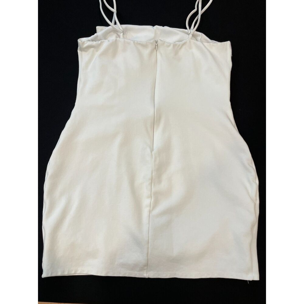 ~ Lulu's Lg Cocktail Mini Dress White Bodycon Hoco Dance Semi-Formal Stretch - Picture 4 of 13
